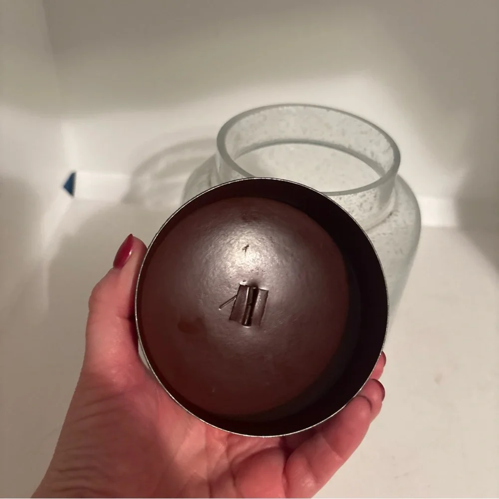 Vintage Clear Glass Canister Jar Metal Lids With Handle Modern Farmhouse Bath